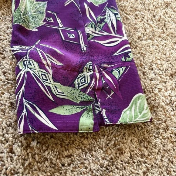 Vintage Allison Daley Purple Tropical Button Front Blouse Size 16 Shoulder Pads - Picture 9 of 11
